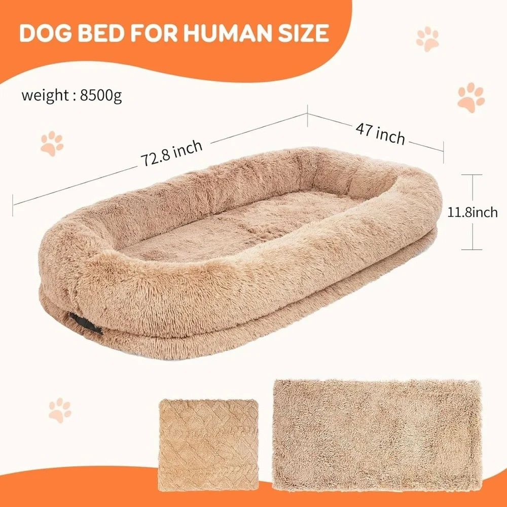 Extra Large Human Dog Bed For People Adults, 73x47x12 Inch Human Sized Dog Bed